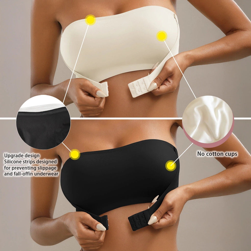 Strapless front-clasp tube top