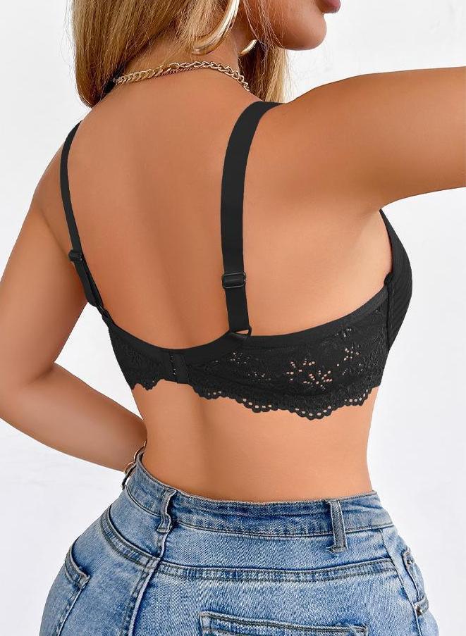 Soutien-gorge push-up en dentelle en forme de coquillage avec dos anti-affaissement