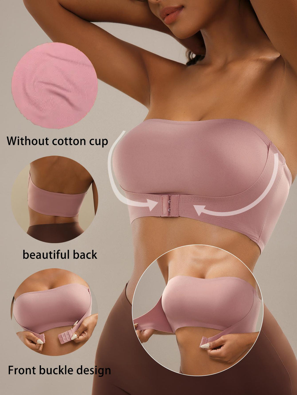 Strapless front-clasp tube top